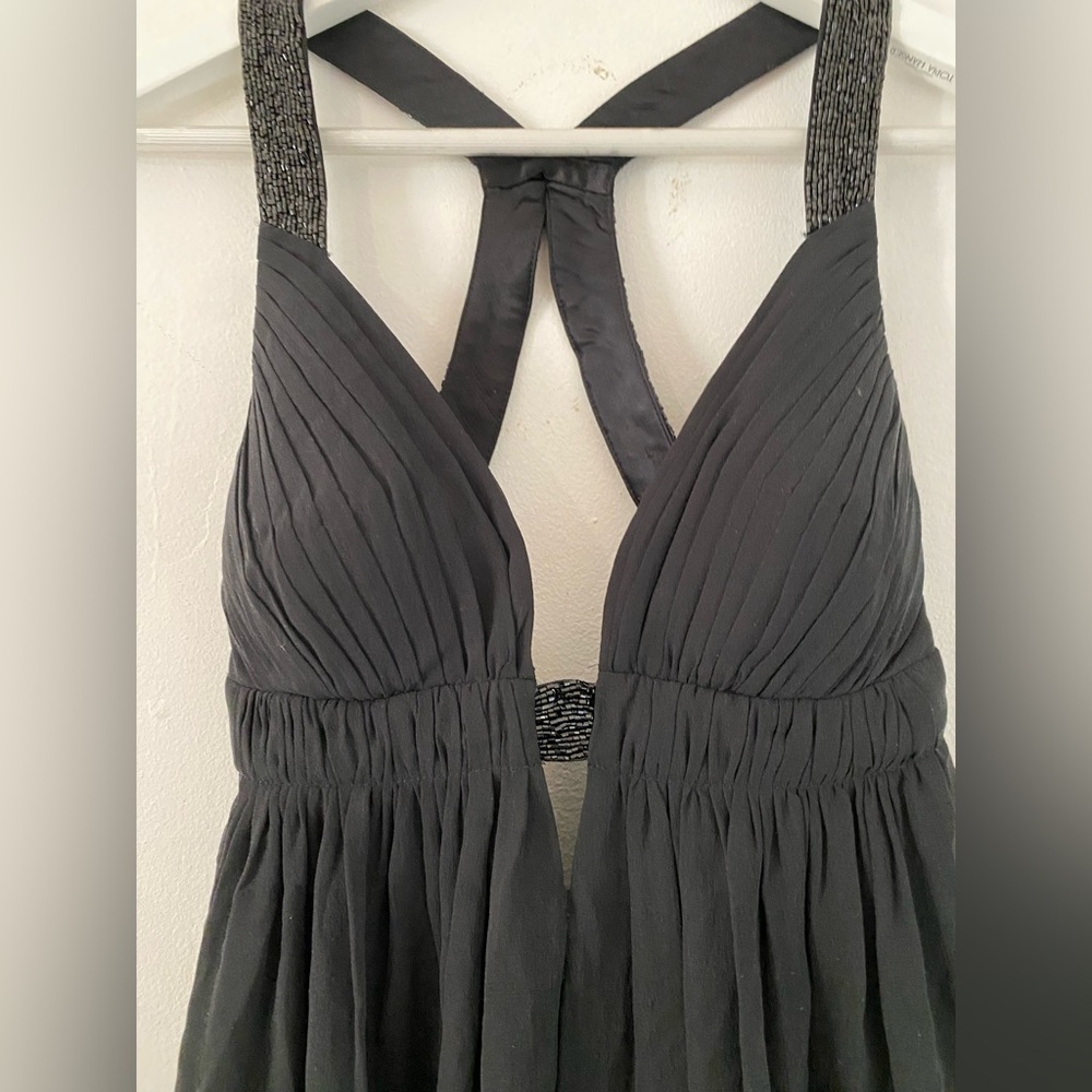 Cache y2k vintage Black Backless sequins Crisscross Midi Dress silk - Picture 6 of 10